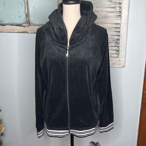 Juicy Couture Zip Up Hoodie Black Striped Women's Jacket Size Extra Large